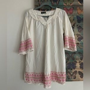 tunic boho maude white with pink design shirtsleeved shirt